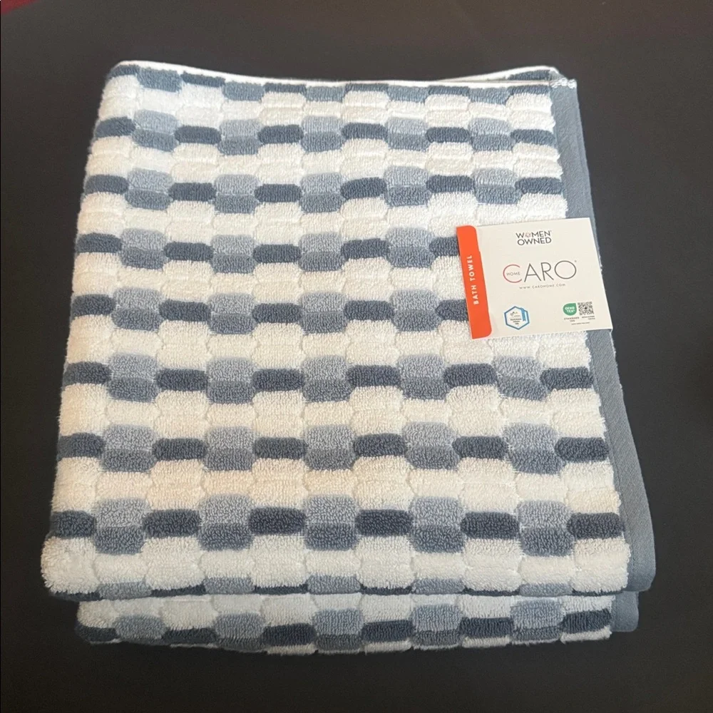 4pc CARO HOME 100% Cotton Mosaic Bath Towel Set - Denim